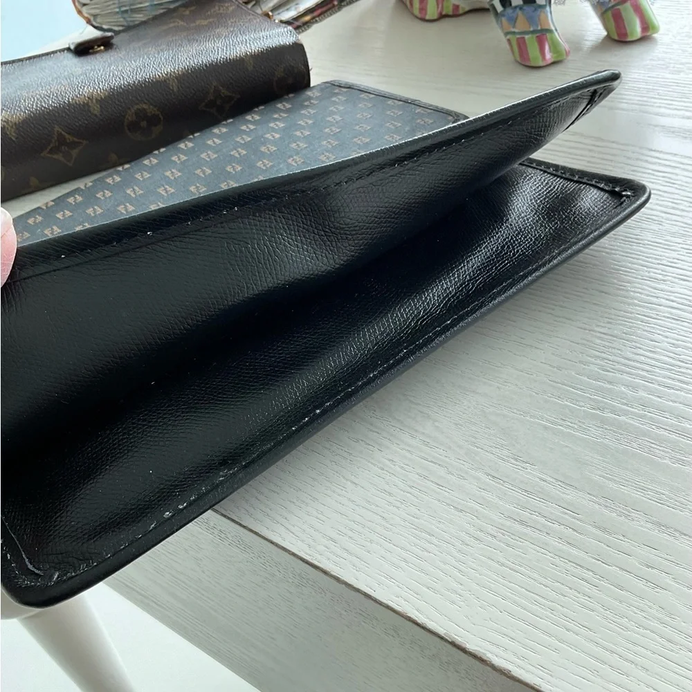 Fendi Zucca FF Mini Clutch Pouch Brown Canvas Leather Y2K Vintage Italy